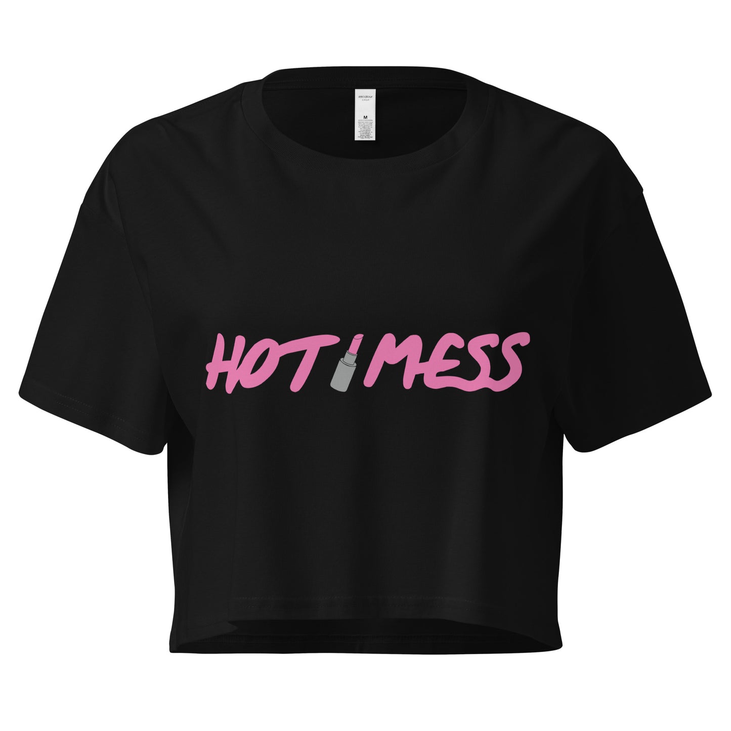 Hot Mess Lipstick Crop Top – Black